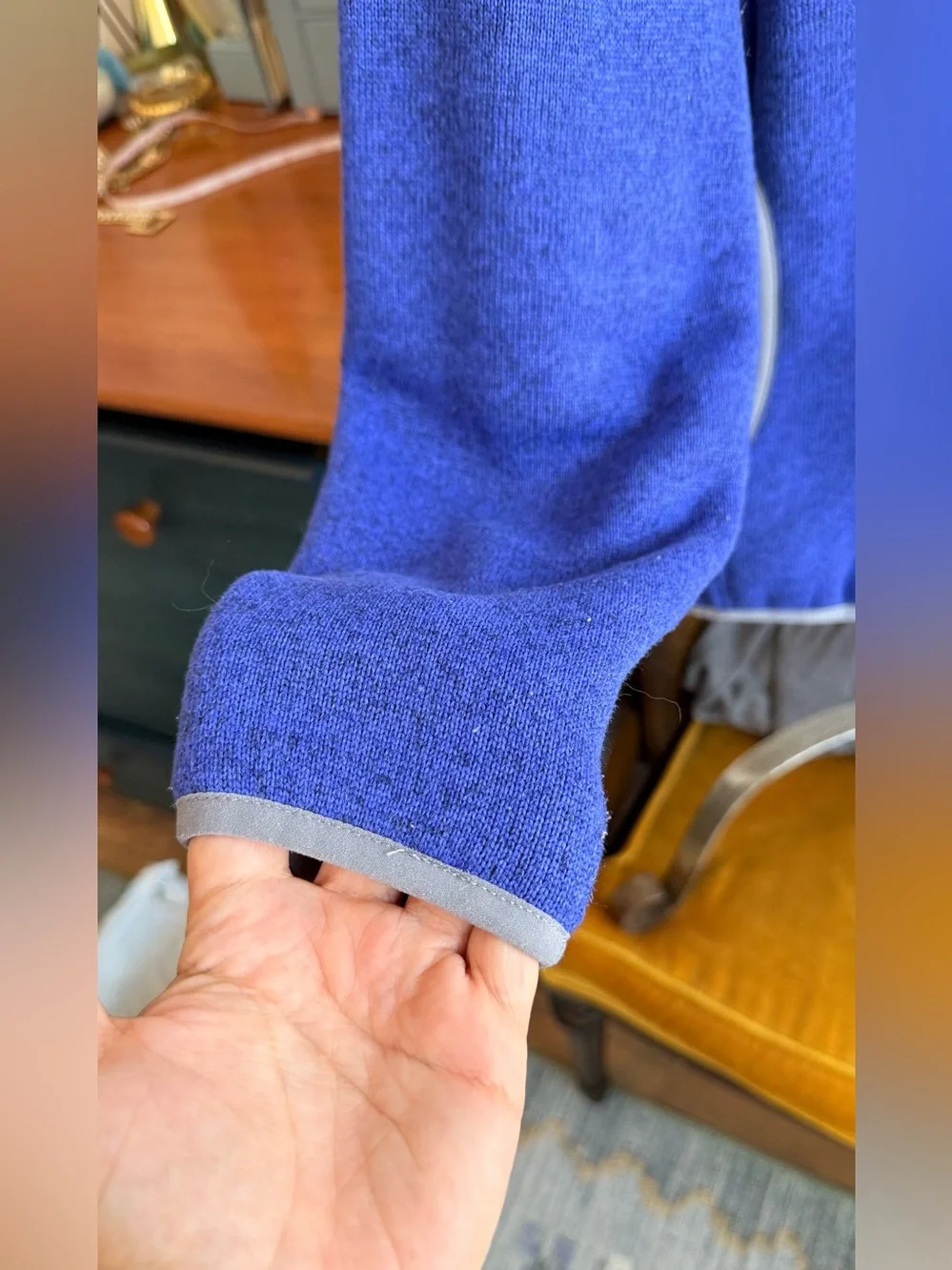 LL Bean Sweater Fleece Pullover Royal Blue Snap Gorpcore Misses L REG